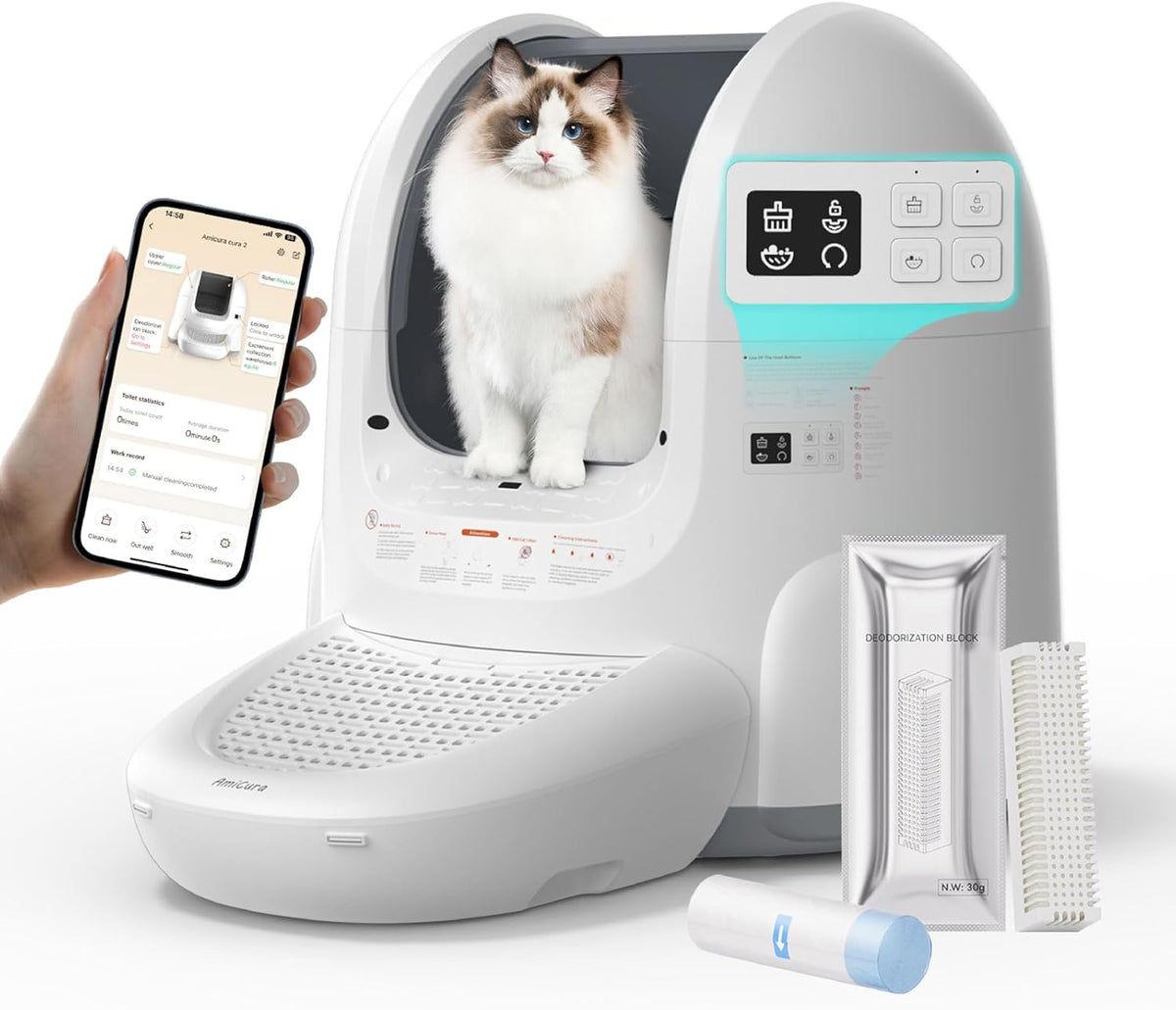 Amicura Self Cleaning Cat Litter Box Cura 2 NEW OPEN BOX