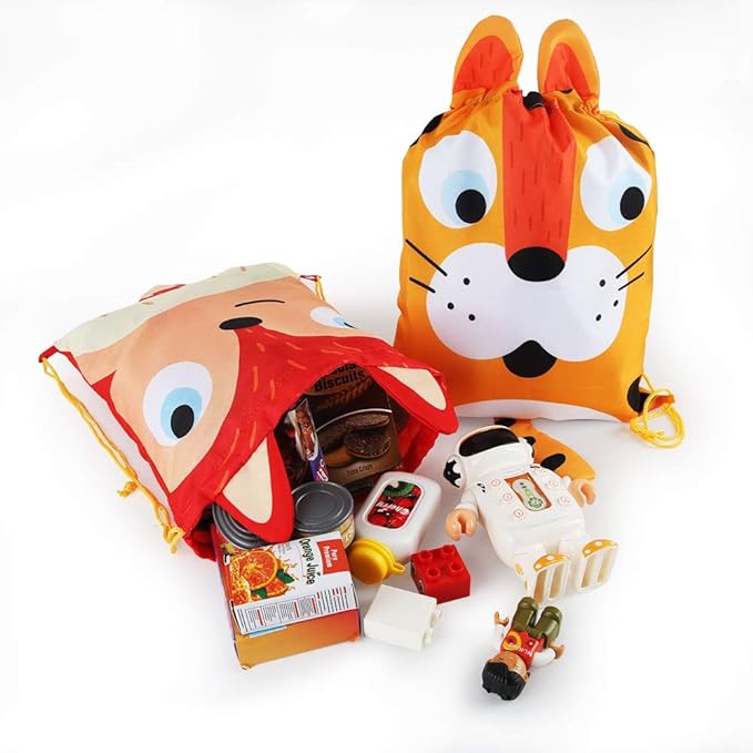 BEEBEERUN 10PCS Kids Drawstring Goody Bag Candy Party Favor Bags with Cartoon Animal Designed SQ007