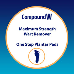 Compound W Wart Remover One Step Medicated Foot Pads- 20 Count - With Salicylic Acid, Maximum Strength, Effective Wart Removal