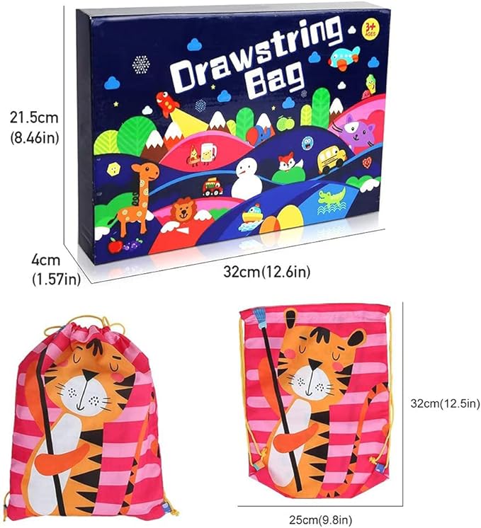BEEBEERUN 12PC Kids Drawstring Party Favor Bags for Birthday Party Gift Animal SQ005
