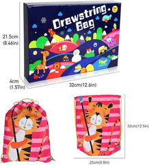 BEEBEERUN 12PC Kids Drawstring Party Favor Bags for Birthday Party Gift Animal SQ005