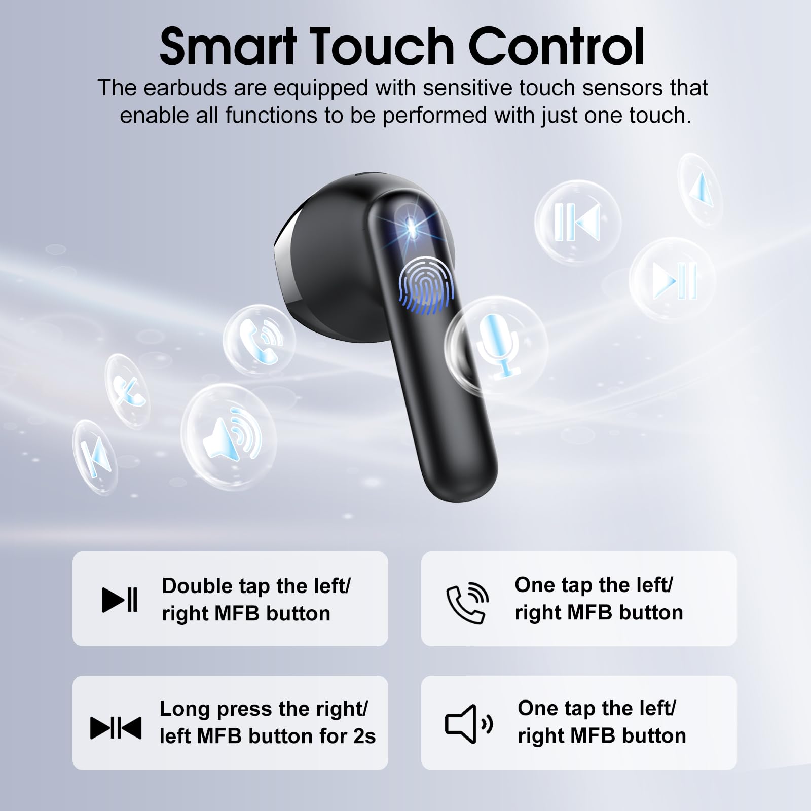 Cillso Wireless Earbuds, Bluetooth Headphones in Ear Buds, 40H HiFi Stereo Bluetooth Earbuds with ENC Noise Cancelling Mics, IP7 Waterproof Earphones