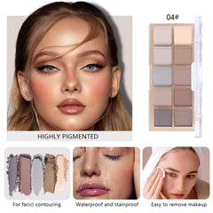 DIKALU Waterproof Vegan Cruelty-free 10 Colors Neutral Nude Gray Taupe Matte Eyeshadow Palette, X004SW57JV