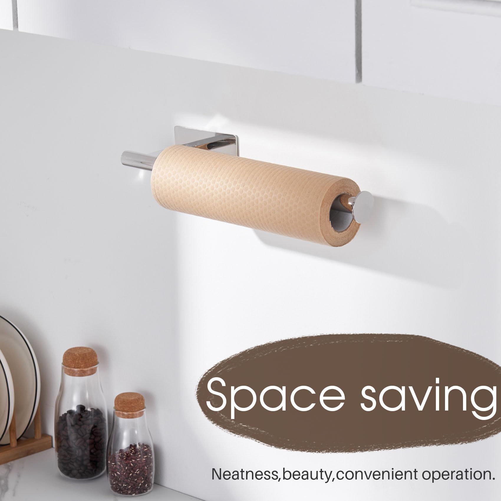 AONEON Self-Adhesive Bar Under Cabinet Paper Towel Holder for Kitchen