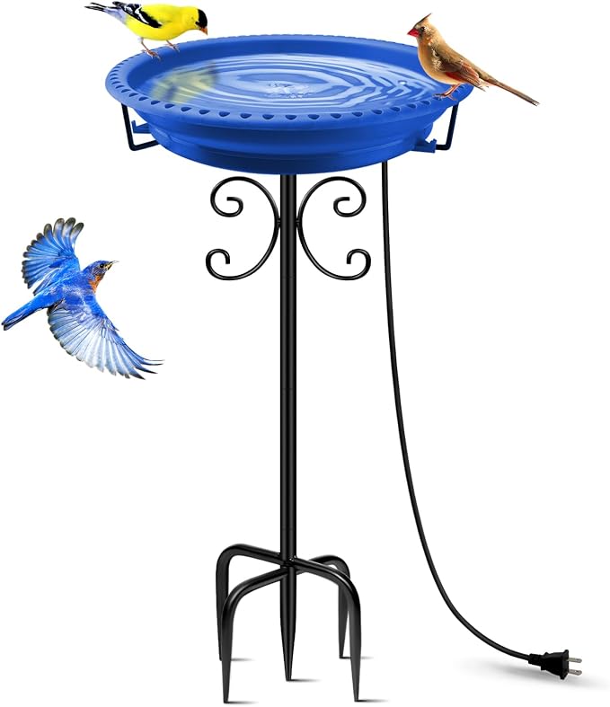 Daoeny Outdoor 100W Heated Birdbath Bowl Thermostat Control with 5-Prong Metal Base