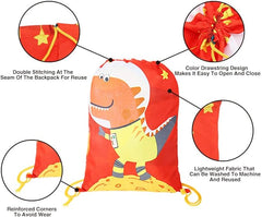 BEEBEERUN 2PCS Kids Drawstring Party Favor Bags for Birthday Party with Cartoon Dinosaur SQ004