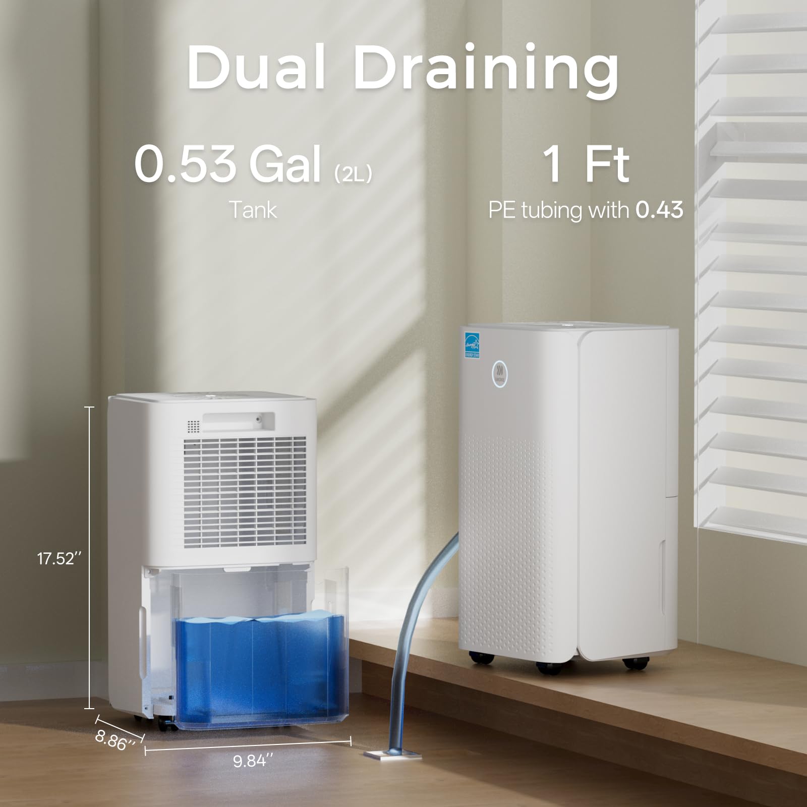 1750 Sq. Ft Ukoke Portable Dehumidifier for Medium Spaces | Efficient 32 Pints/Day Dehumidification, 3 Smart modes, Auto Drainage | Whisper-Quiet, Ideal for Basements, Bedrooms, RV