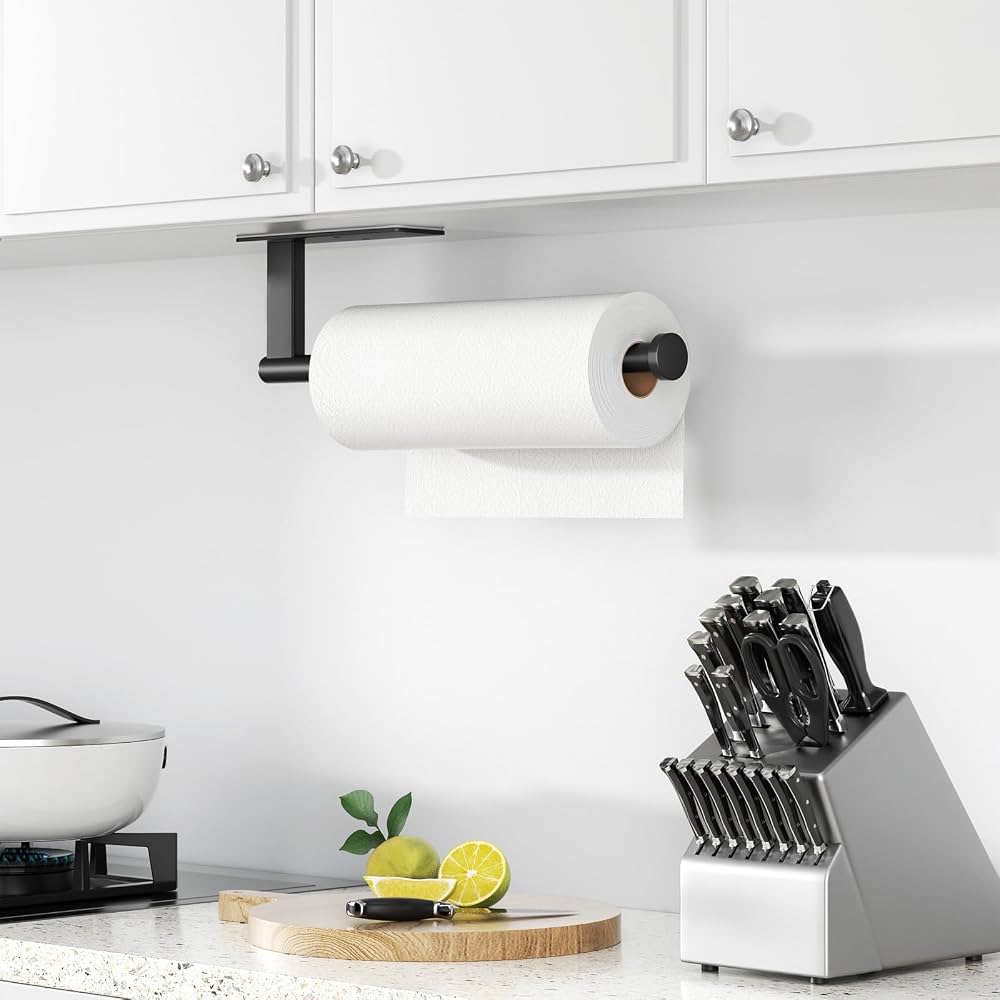 AONEON Self-Adhesive Bar Under Cabinet Paper Towel Holder for Kitchen
