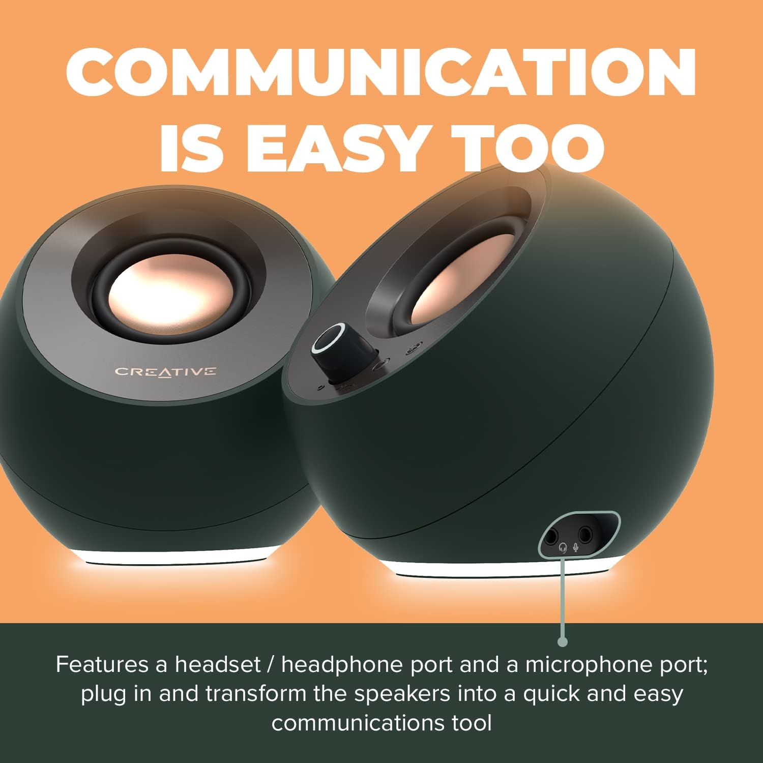 Creative Pebble Pro Minimalist 2.0 USB-C Computer Speakers- Dark Green