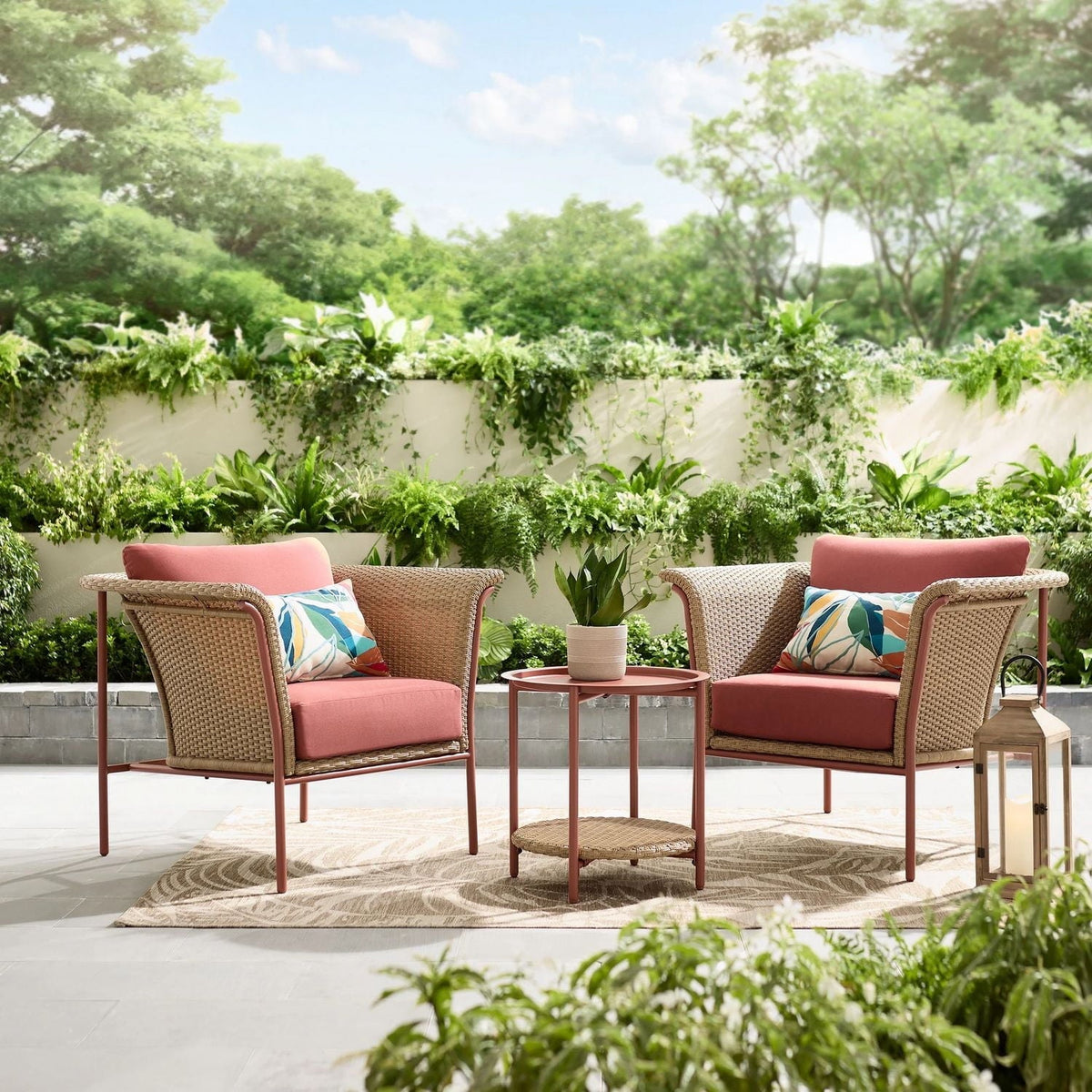 Better Homes & Gardens Trezza 3-Piece Outdoor Patio Chat Set - Red