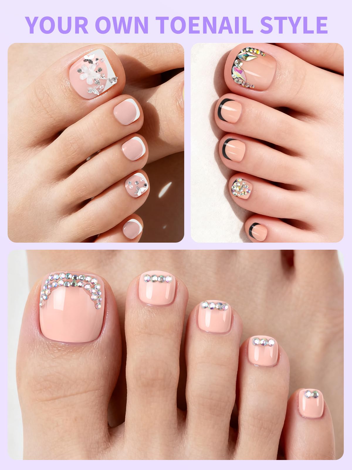EBANKU 72 Pcs Square French Tips Toe Nail Tips Nude Pink False Fake Nail Tips for DIY Salon Home
