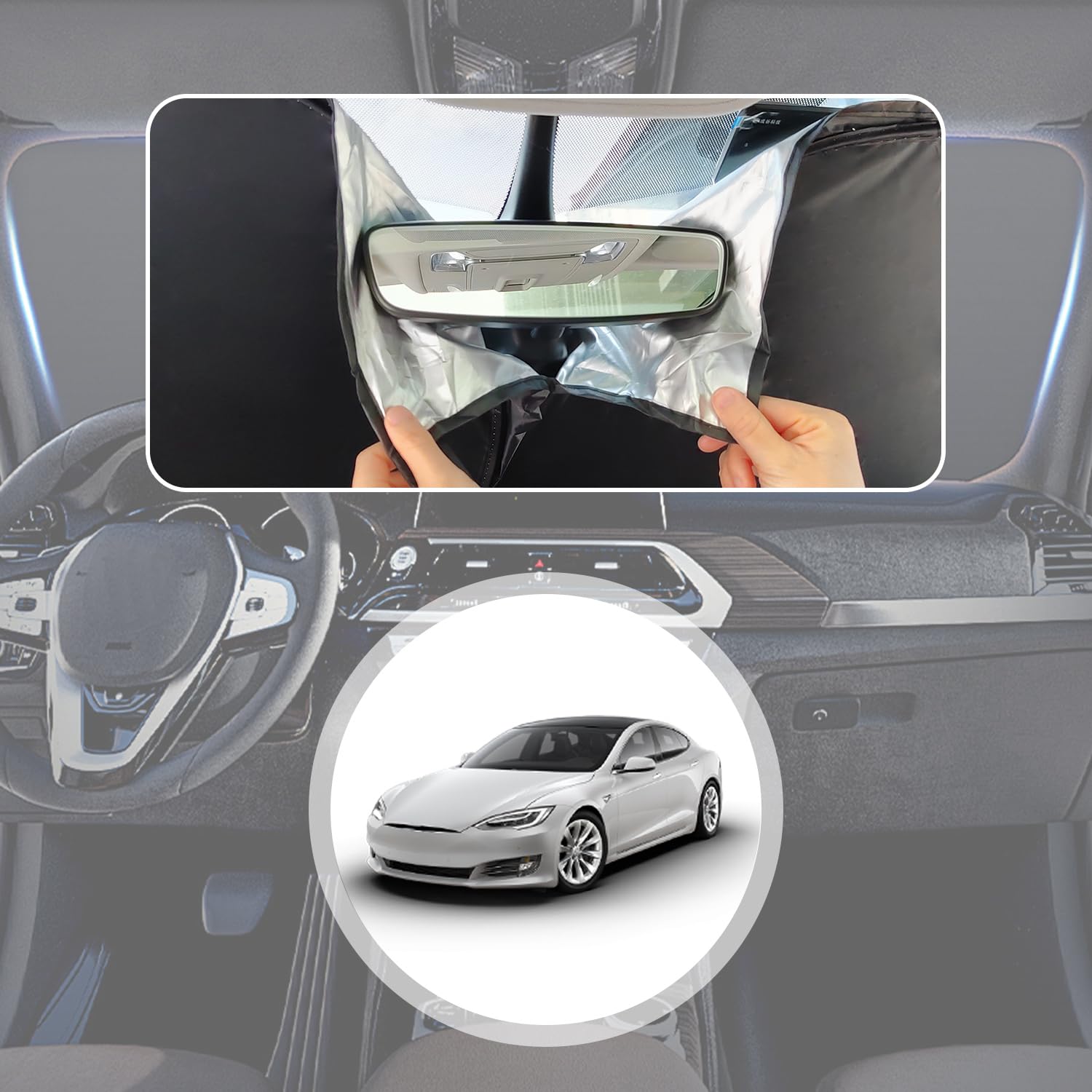 Car Windshield Sun Shade - Thickened Titanium Silver Car Windshield Cover Sun Shade for Sun & Heat Protection - Summer Car Essentials Sunshade for Car Windshield (M: 55.12 * 27.6 inch)