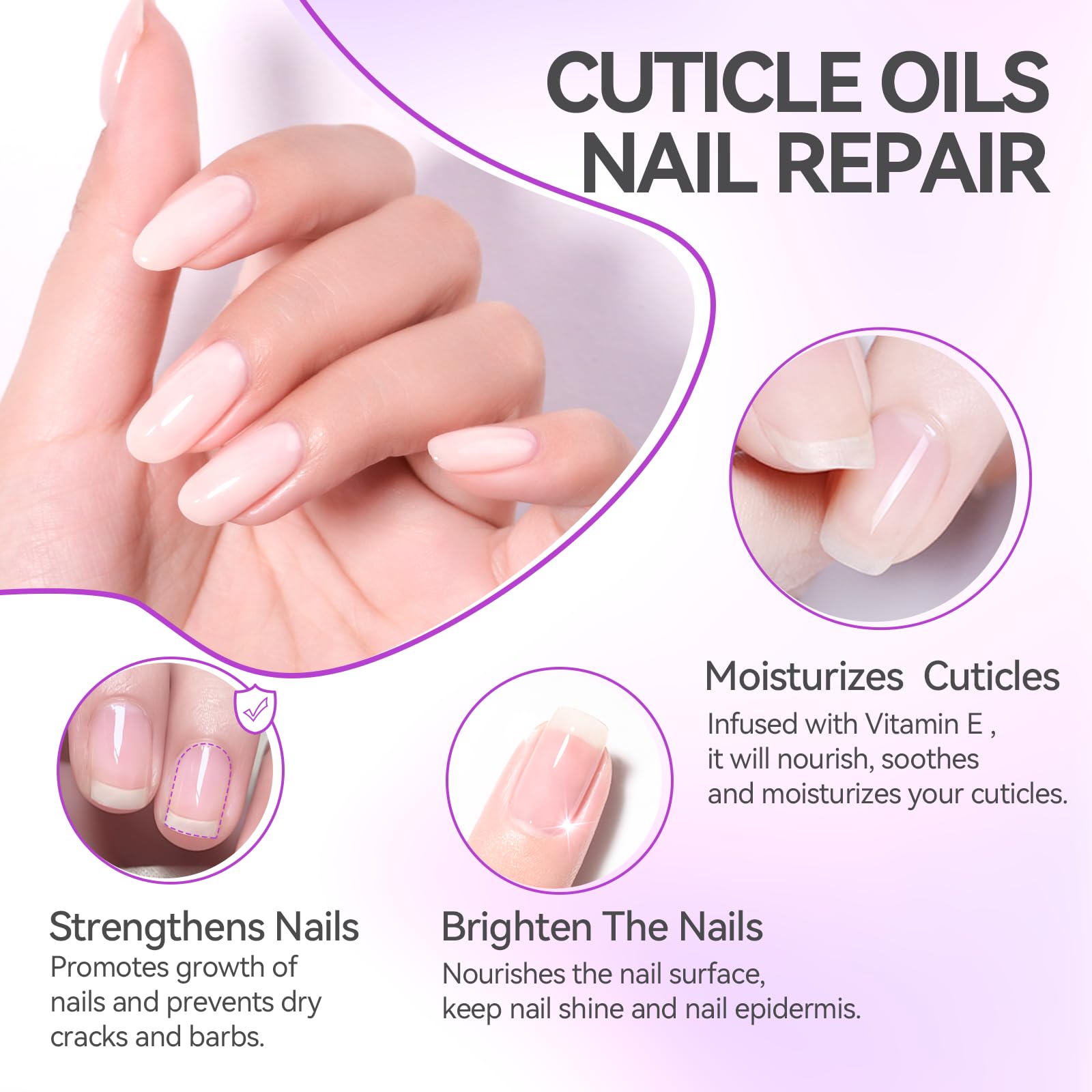15ml Nail Cuticle Oil for Moisturize and Repair - GELIKE EC Easy and Quick Absorb Cuticles Care Treatment - Natural Blueberry Smells for Women and Men Dry Damaged Thin Nails