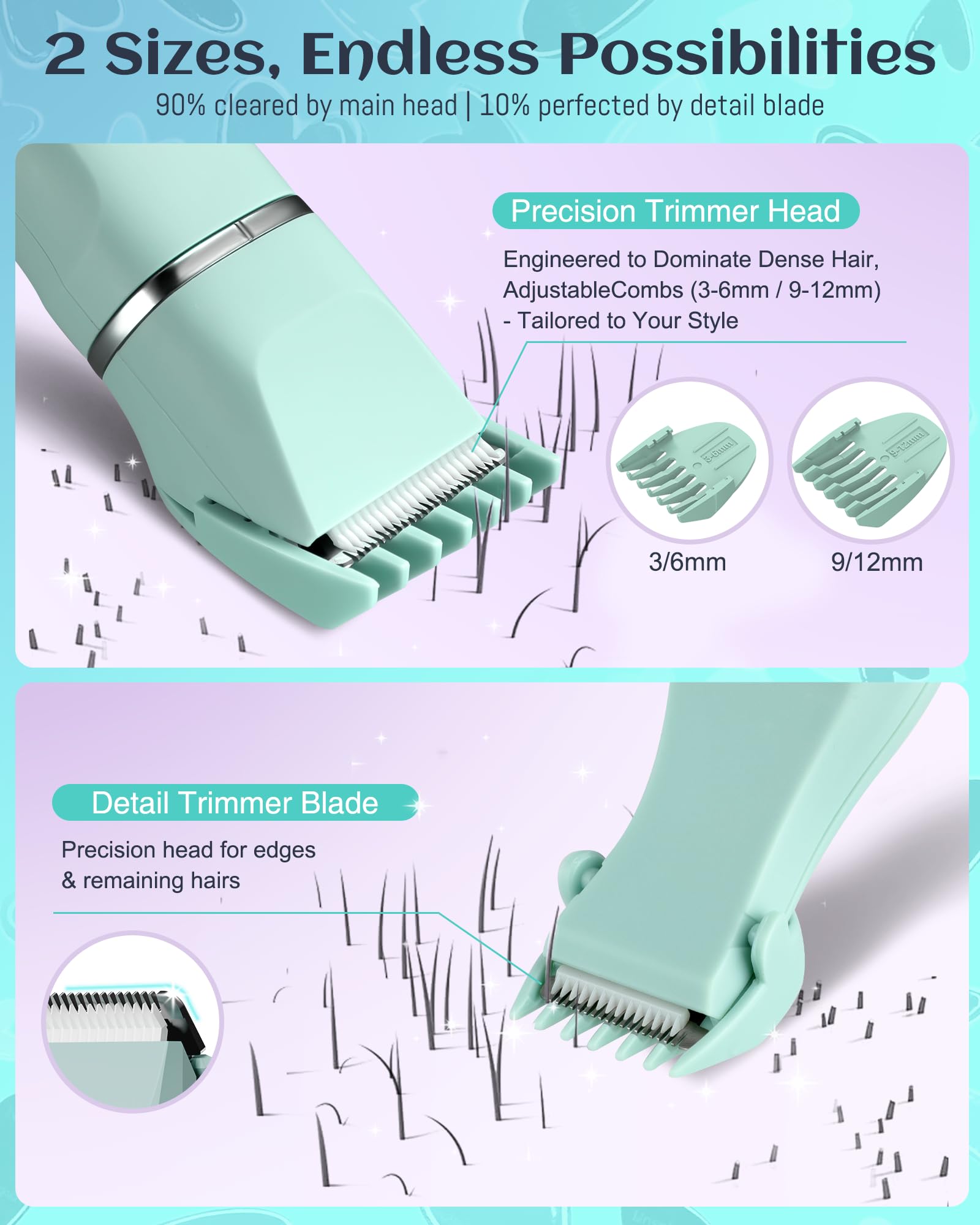 AREYZIN Women's Waterproof Wet & Dry Use Rechargeable Electric Razor Trimmer for Bikini, Legs, Pubic Hair with Snap-in Ceramic Blades IP7X Washable Head, Green