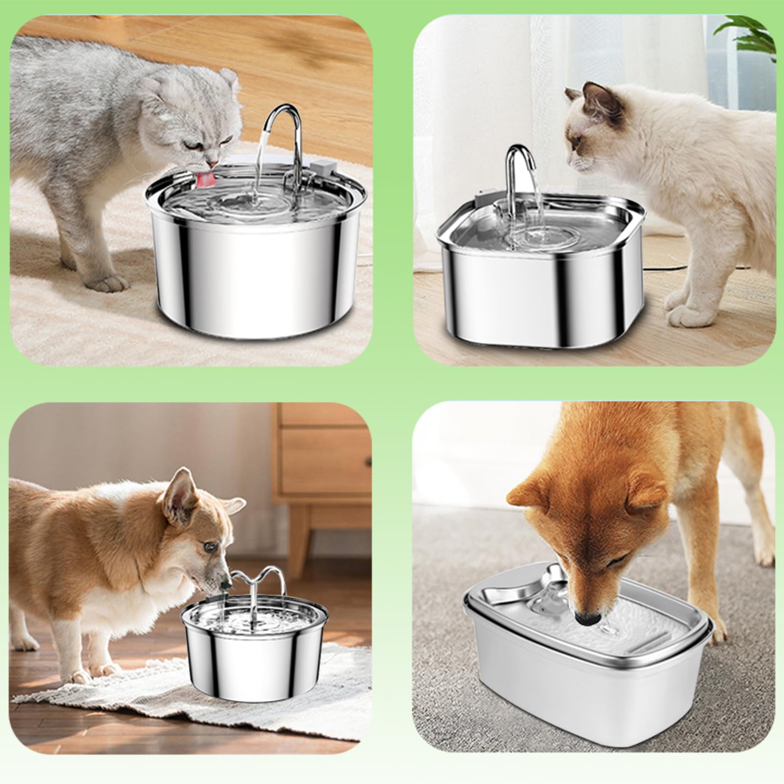 AILVKANG 12 Pack Cat Water Fountain Filters for 108/3.2L& 67oz/2L Stainless Steel Pet Water Dispenser Replacement