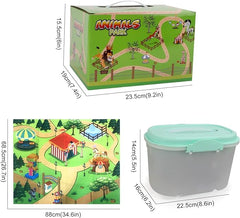 Aomola 24PCS Plastic Animal Toy Figure with Activity Play mat and Trees,Realistic Animal Figurines playset,Educational Jungle Toy Birthday Gift T18