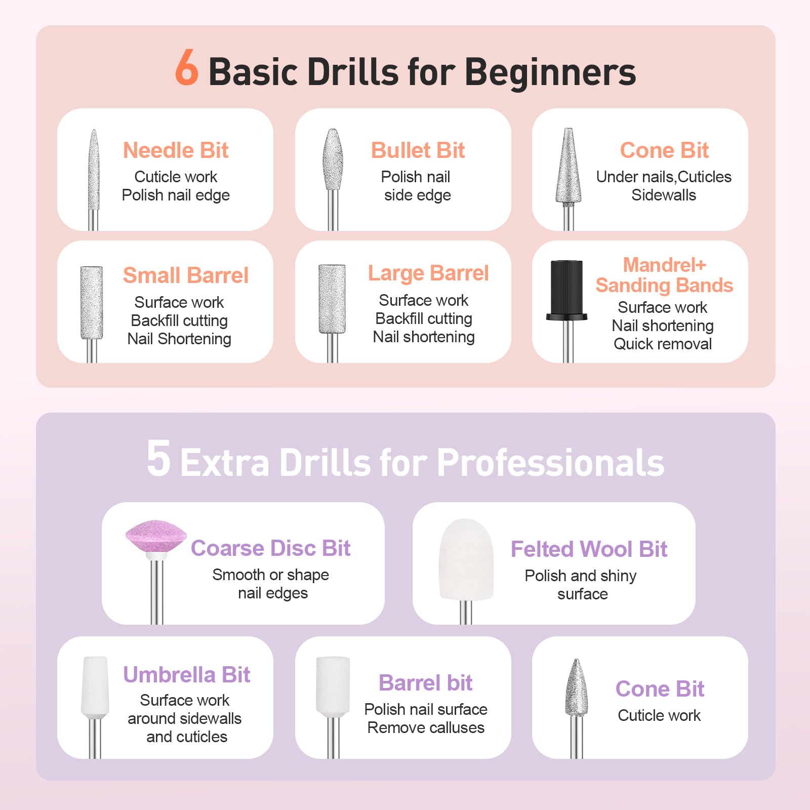 Beloving Cordless Nail Drill, Portable Electric Nail Drill 20000RPM Professional Electric Nail File for Acrylic Gel Nails, Rechargeable Nail Machine Home Use for DIY Manicure Pedicure - Gold
