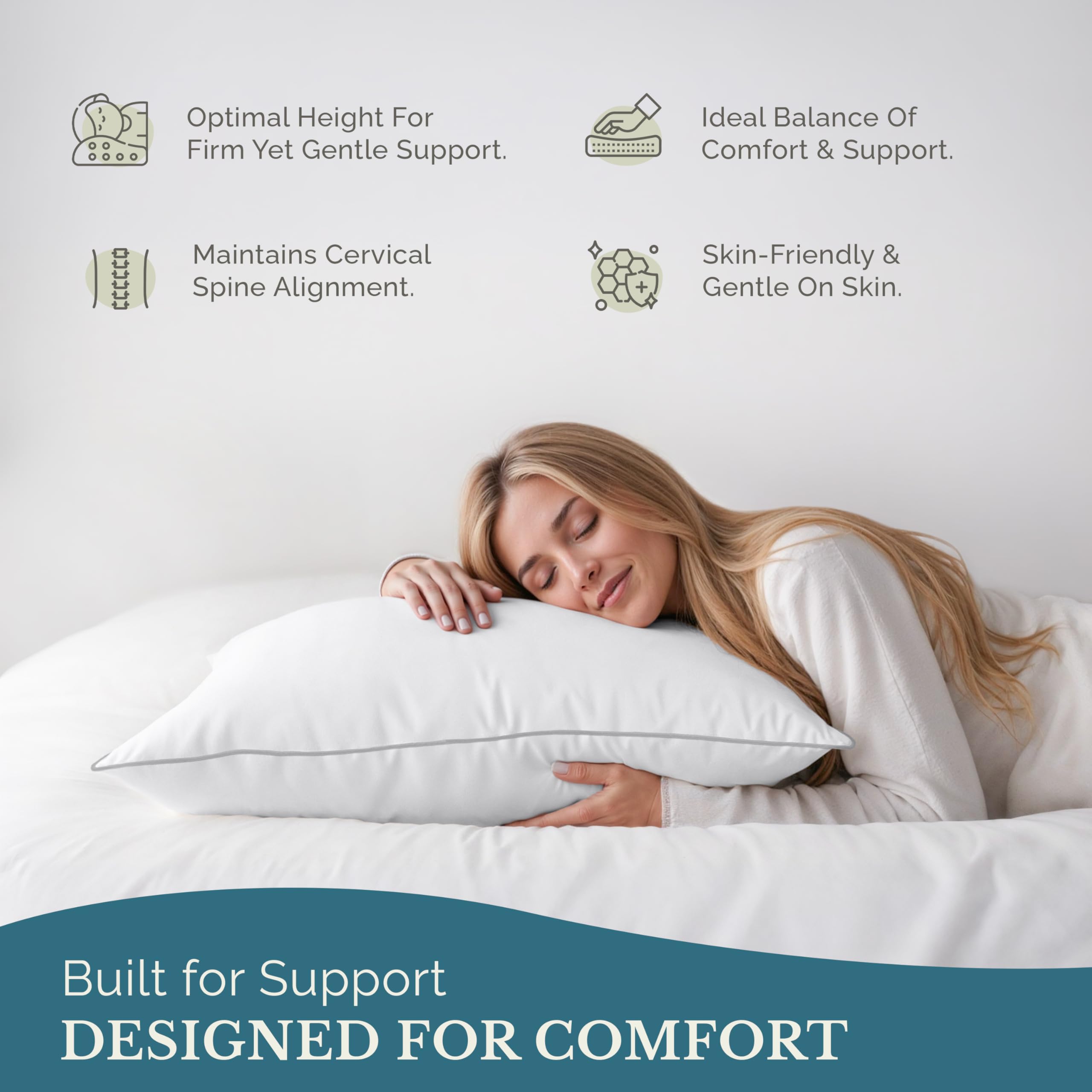 Casa Platino Bed Pillows Standard Size 4 Pack (20x26) - Down Alternative Sleeping Pillows, Hotel Quality, Hypoallergenic & Supportive for Side & Back Sleepers