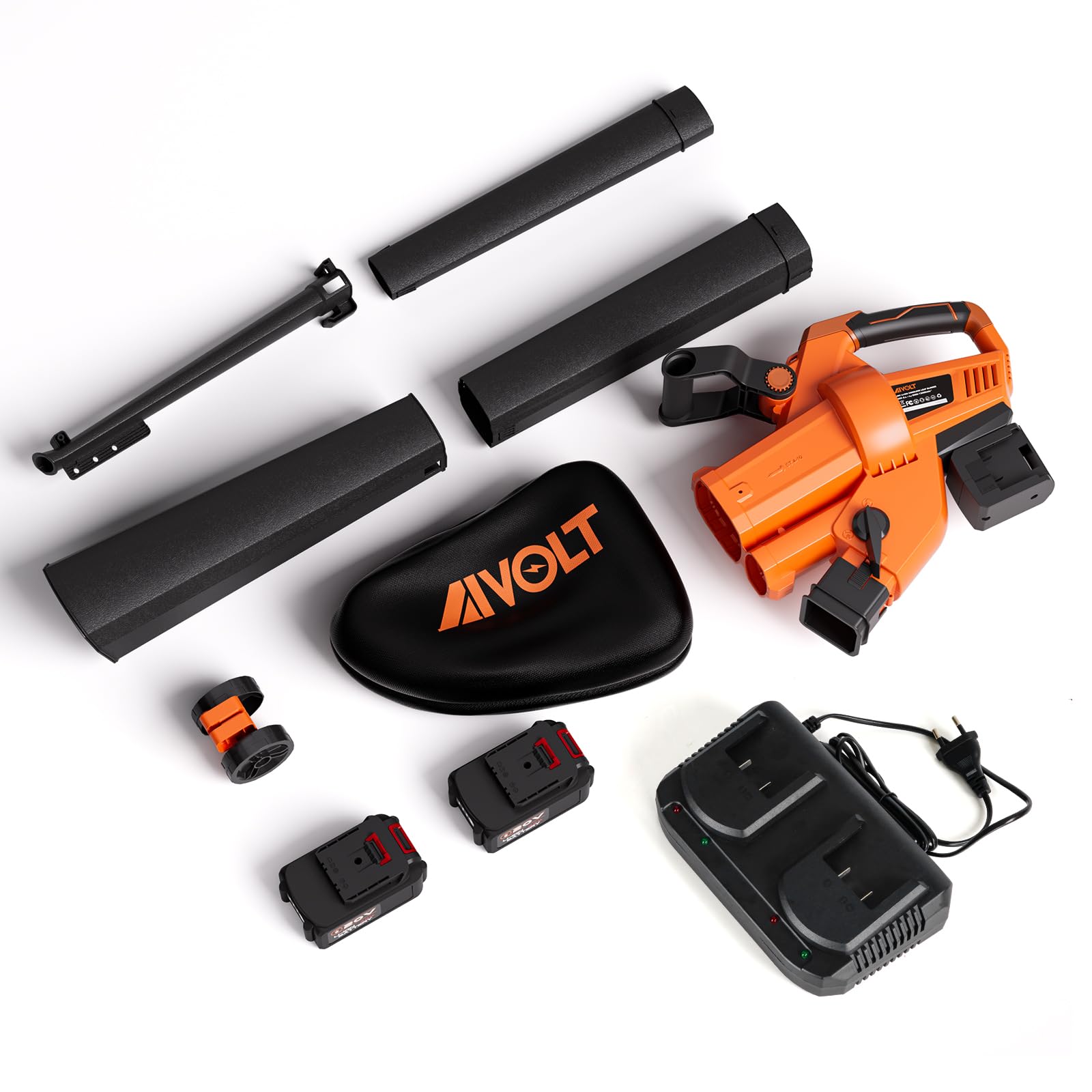 (New Open Box) AIVOLT Cordless Leaf Vacuum Blower Mulcher with Battery and Charger, 2 * 4.0Ah Battery Powered Leaf Vacuum with 40L Bag, 160MPH Air Speed, 4 Speed Modes, Suitable for Lawn Care Yard Cleaning