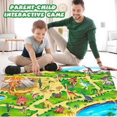Dinosaur Toys with Activity Play Mat Realistic Dinosaur Figures to Create a Dino World Including T-Rex, Triceratops Dinosaur Playset with Carrying Bag Party Gifts T25
