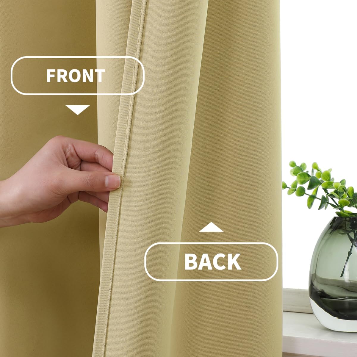 CUCRAF 52x95 inches SET OF 2 Full Blackout Window Curtains Long, Faux Linen Look Thermal Insulated Grommet Drapes Panels, BEIGE
