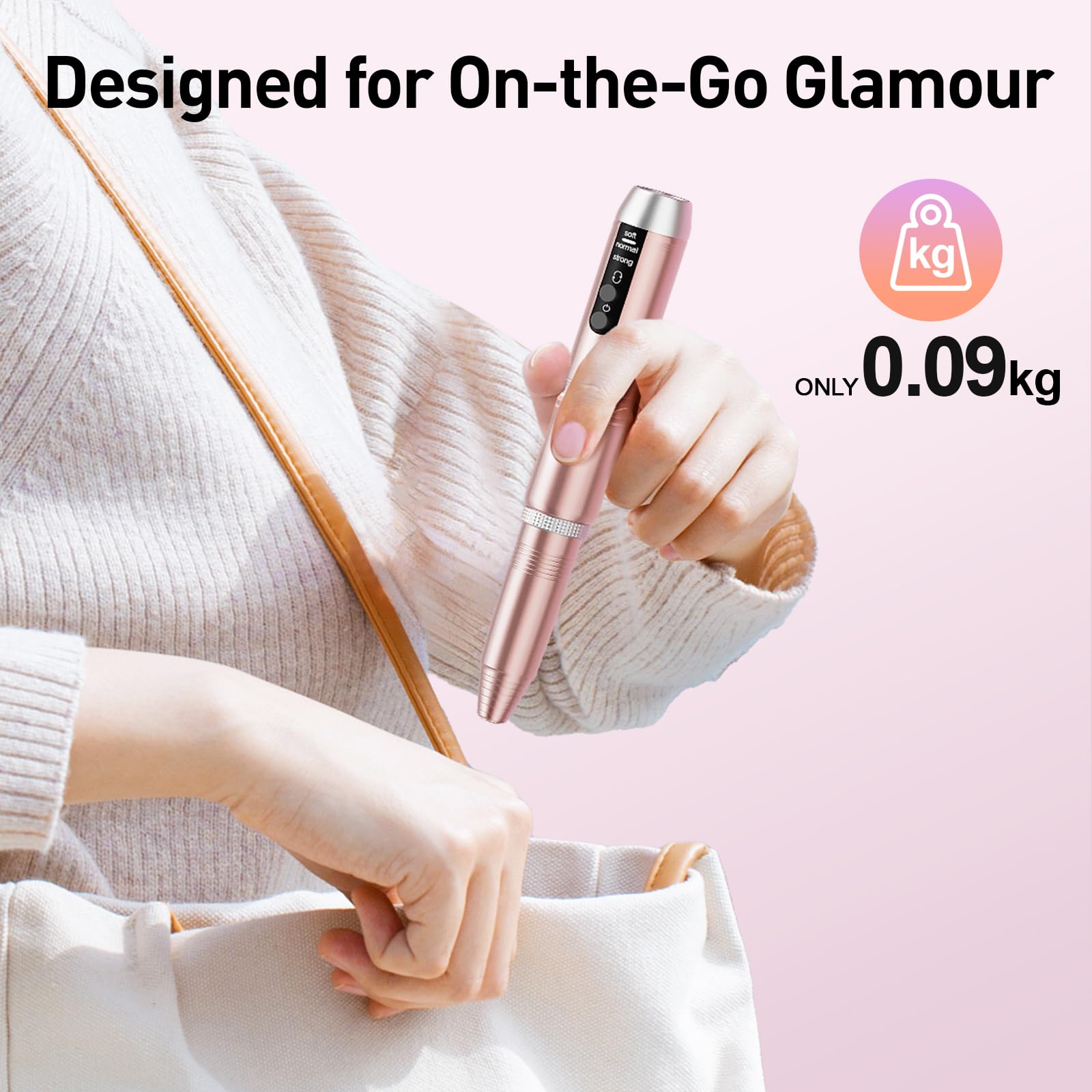Beloving Cordless Nail Drill, Portable Electric Nail Drill 20000RPM Professional Electric Nail File for Acrylic Gel Nails, Rechargeable Nail Machine Home Use for DIY Manicure Pedicure - Gold