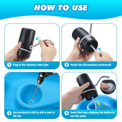 Automatic Small Cordless Rechargeable USB Water Pump Dispenser, BLACK