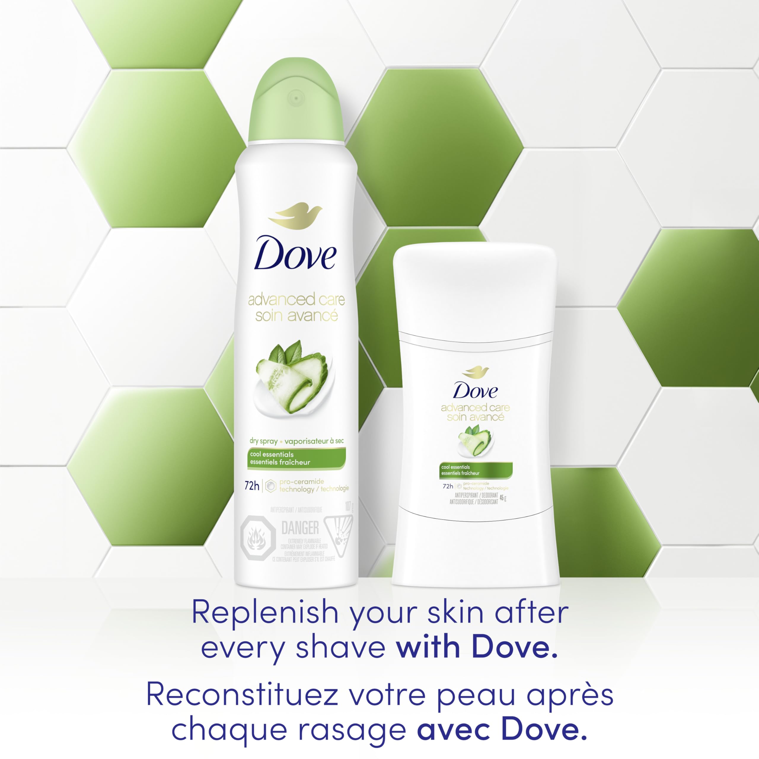 DOVE Women's Advanced Care Antiperspirant Stick Cool Essentials, 45g