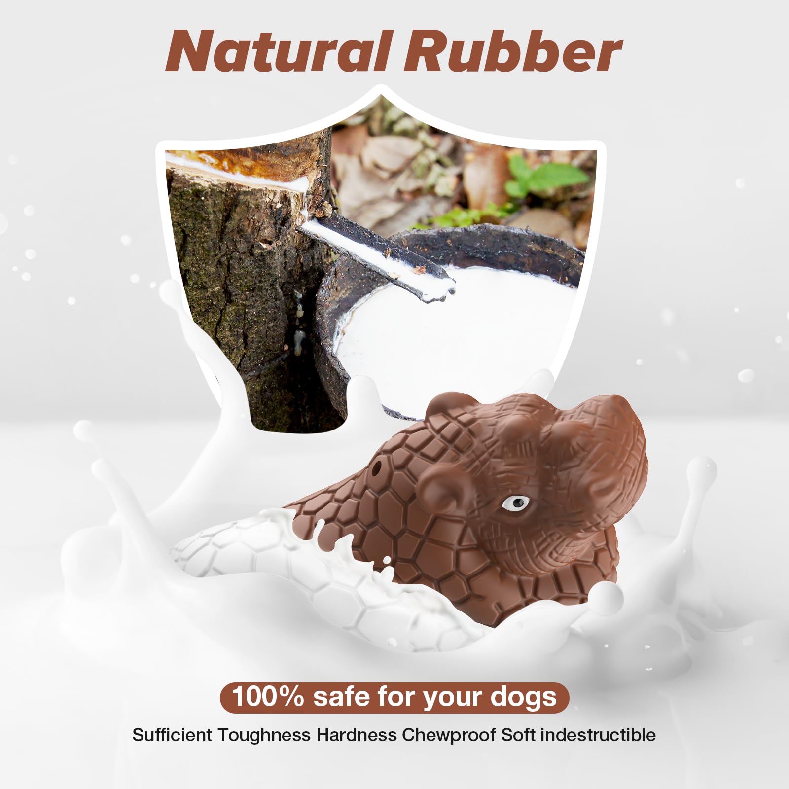 Durable Squeaky 3 in 1 Dog Toy for Aggressive Chewer,Natural Rubber Tough Dog Toy