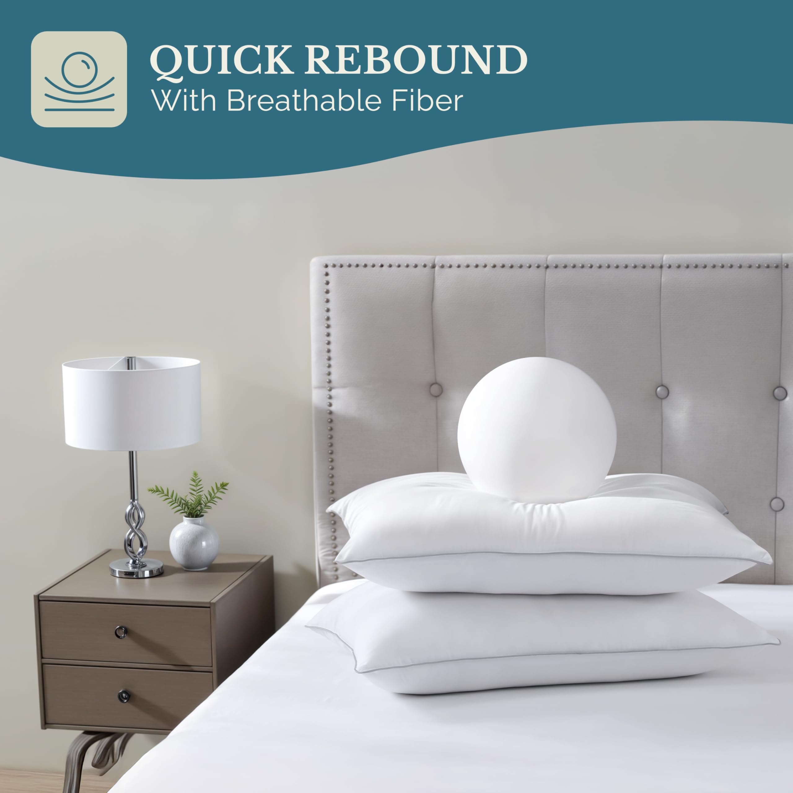 Casa Platino Bed Pillows Standard Size 4 Pack (20x26) - Down Alternative Sleeping Pillows, Hotel Quality, Hypoallergenic & Supportive for Side & Back Sleepers