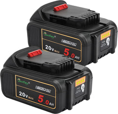 2 Pack Waitley 20V 5.0Ah Replacement Battery Compatible with Dewalt DCB200 DCB203 DCB204 DCD780 DCD785 DCD795 DCF885 DCF895 DCS380 DCS391 Li-ion Battery Tools