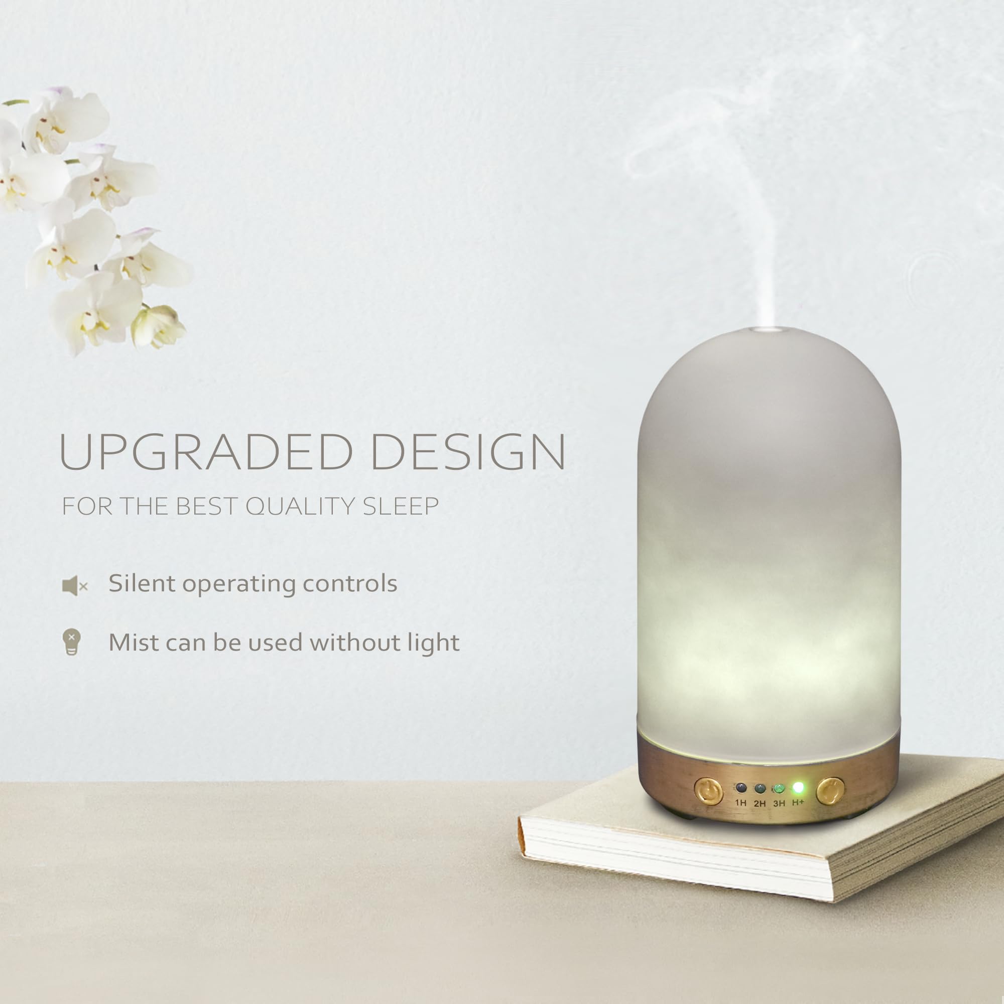 Earnest Living Essential Oil Diffuser Glass Diffuser with Cement Finishing 100 ml Timers Night Lights and Auto Off Function Home Office Humidifier Aromatherapy Diffusers for Essential Oils