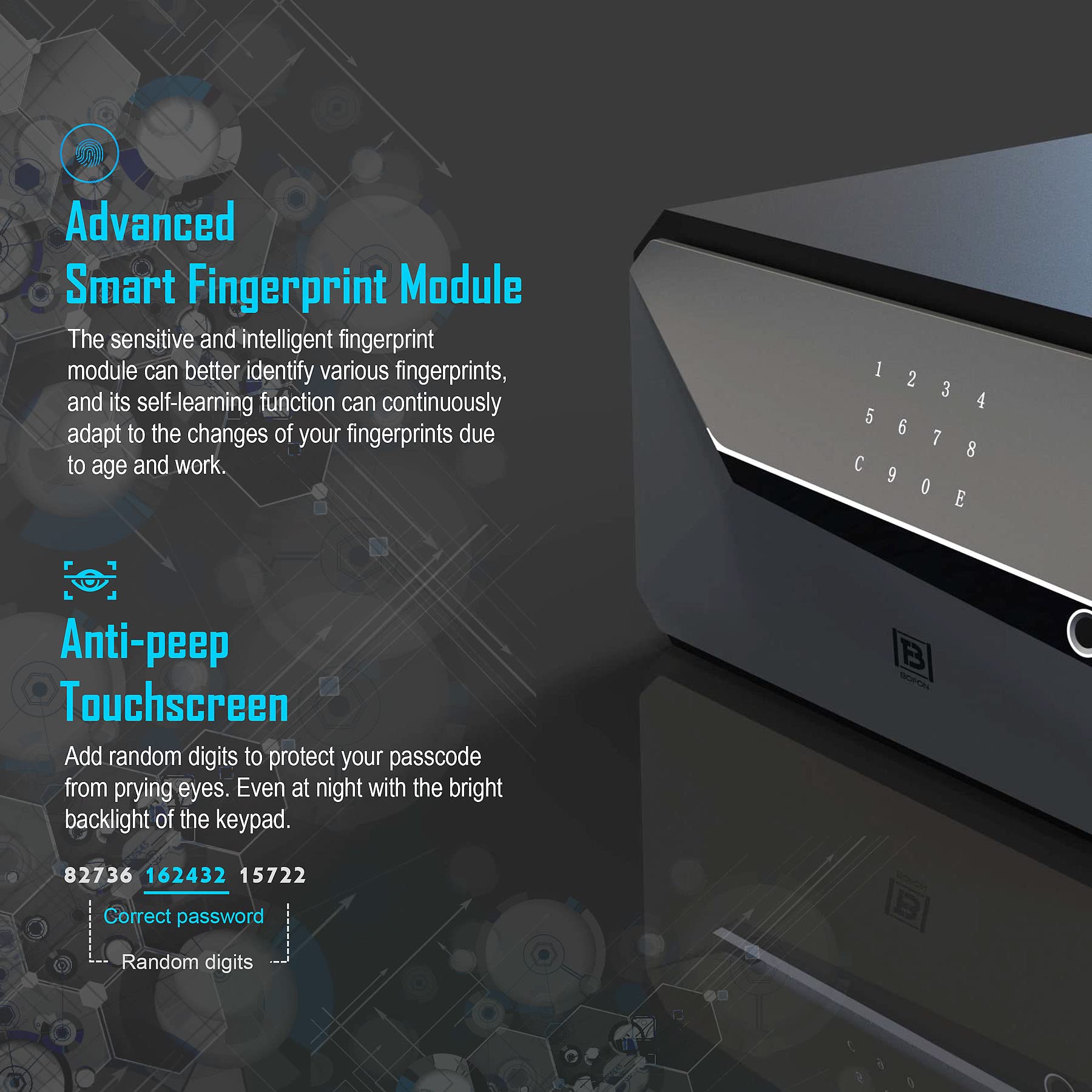 BOFON Y-Series Home 1.45 Cubic Fingerprint Smart Safe Box Security Box with Key