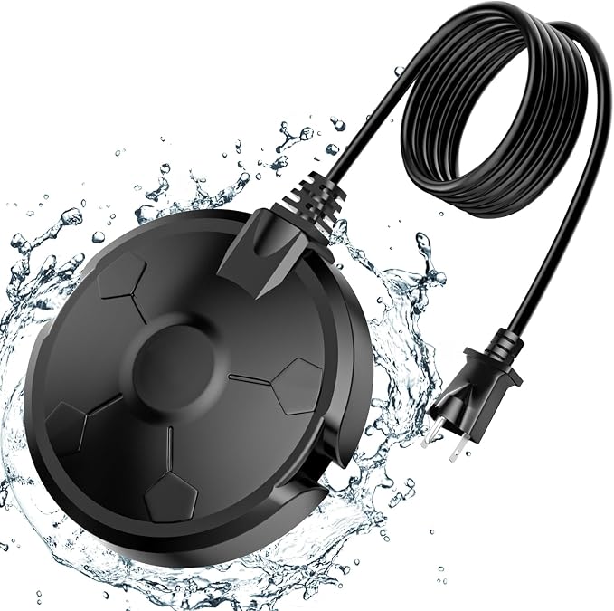 Daoeny Outdoor Full-Covered Aluminum Pond Deicer 120W Birdbath Water Heater Thermostatically Control for Patio Yard Farm