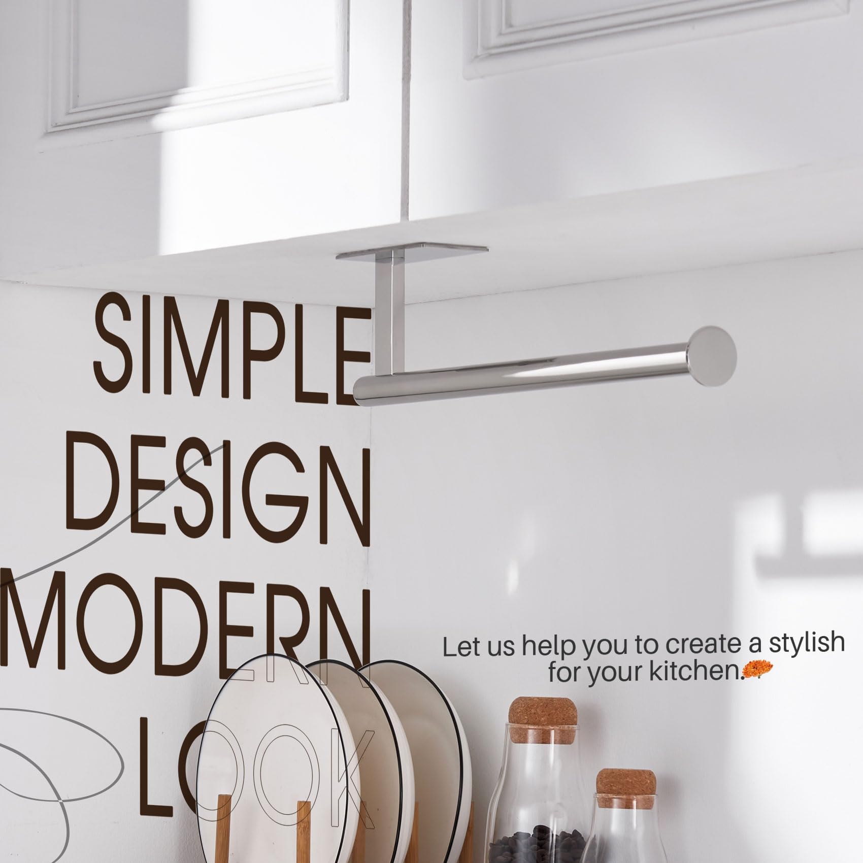 AONEON Self-Adhesive Bar Under Cabinet Paper Towel Holder for Kitchen