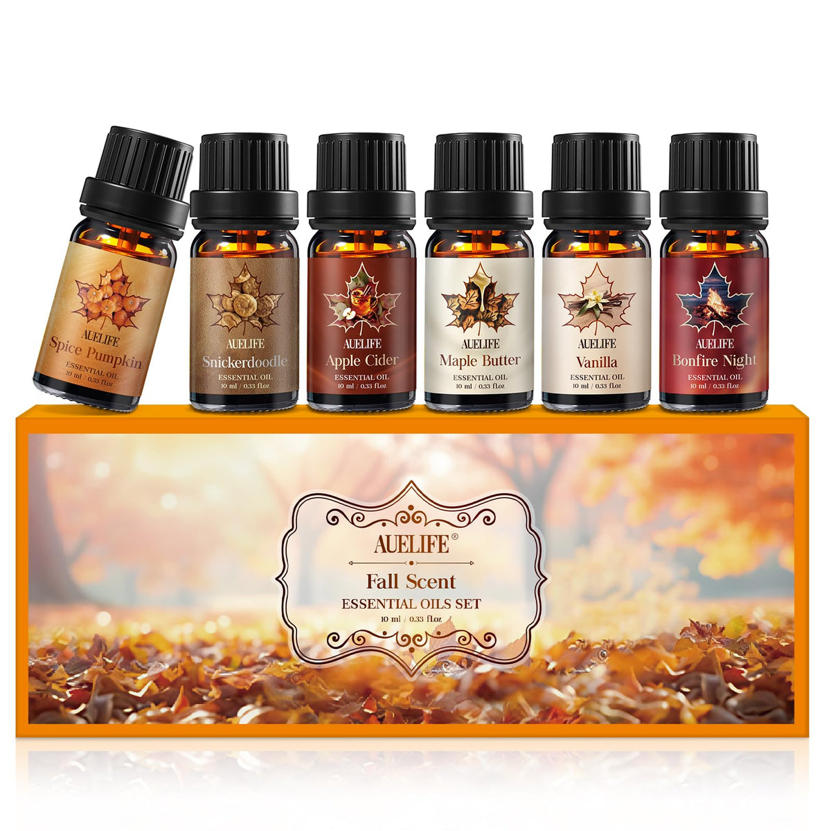 AUELIFE 6-PACK Essential Oil | Christmas Tree, Spice, Gingerbread, Apple Cider, Candy, Cranberry Aromatherapy Gift Set
