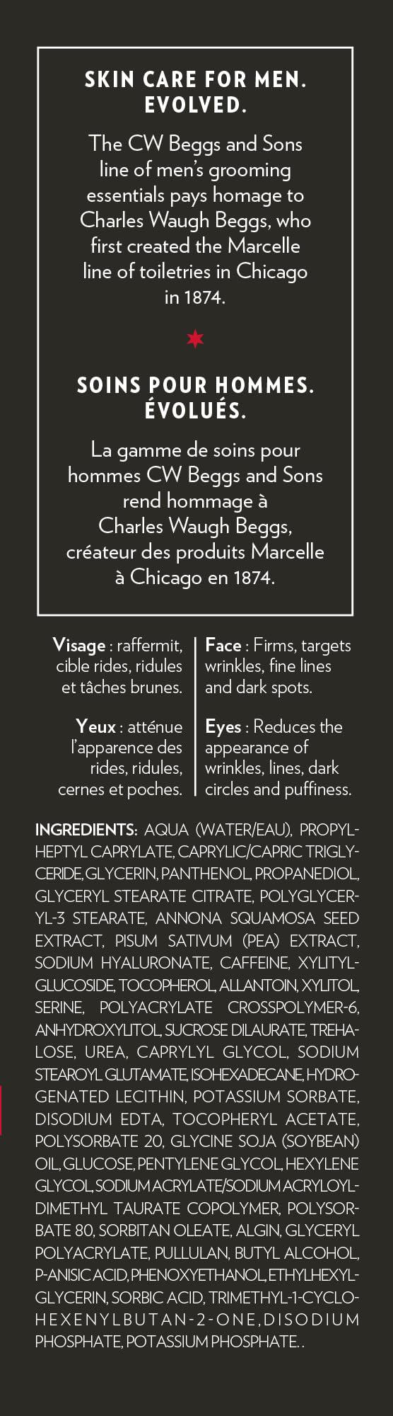 CW Beggs 2-in-1 Regenerating Serum for Men, Mature Skin, Anti-Aging Face Serum, Hypoallergenic, Fragrance-Free, Paraben-Free, Alcohol-Free, Mineral Oil-Free, Cruelty-Free