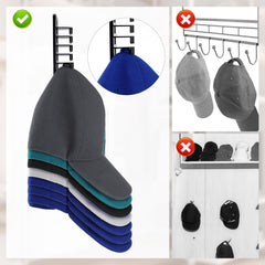 BOXOB 2pcs Wall Door Closet Plastic Hat Organizer for Baseball Caps Adhesive Hook, Storage Display Rack, BLACK