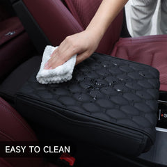 EINESIN Universal Fit for Most Cars PU Leather Memory Foam Armrest Cushion Center Console with Storage Bag, Black
