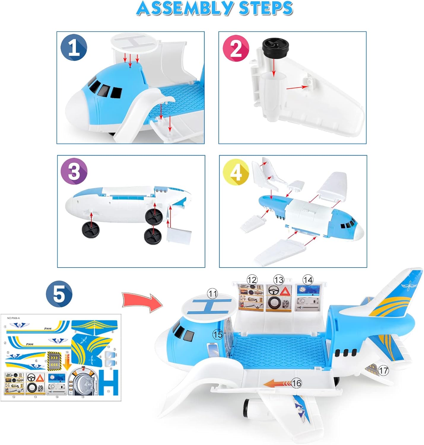 Aomola Toy Cars for 3 Year Old Boy, Car Toys Set, Transport Airplane Toys with 8 Sports Cars and 1 Helicopter, Cargo Plane Toy Gifts for Kids Boys Girls Age 3 4 5 6