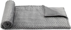 Amazon Basics Kids Cotton Weighted Blanket and Micromink Cover - 7-Pound, 41" x 60", Gray/Gray
