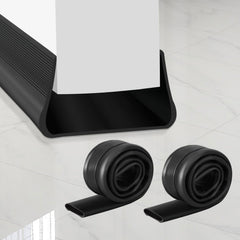 Door Draft Stoppers for Bottom of Door - Techoln 2 Pack Self Adhesive Door Sweep, Weather Stripping Door Seal, Noise Reduction, Energy Saving, Easy Installation 39" L X 2" W (Black, U Shape)