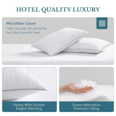 Casa Platino Bed Pillows Standard Size 4 Pack (20x26) - Down Alternative Sleeping Pillows, Hotel Quality, Hypoallergenic & Supportive for Side & Back Sleepers