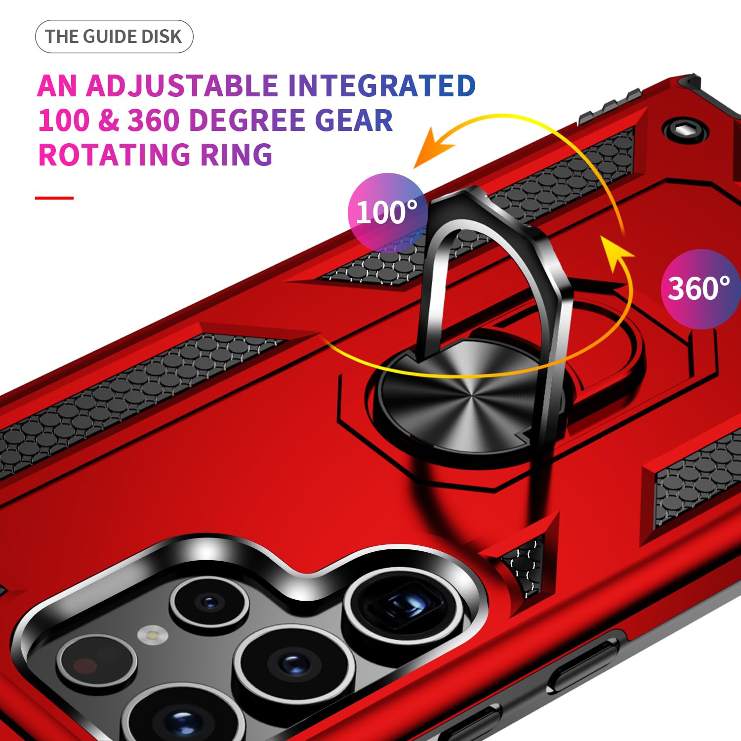 CQUIK Shockproof Phone Case for Samsung Galaxy S24 Ultra Case with Ring Stand Magnetic Kickstand
