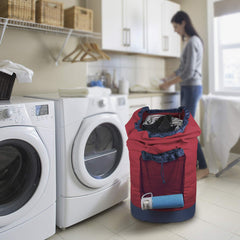 Dalykate Backpack Laundry Bag, 115L Large Hamper with Shoulder Straps, Drawstring Closure, Mesh Pocket, Red