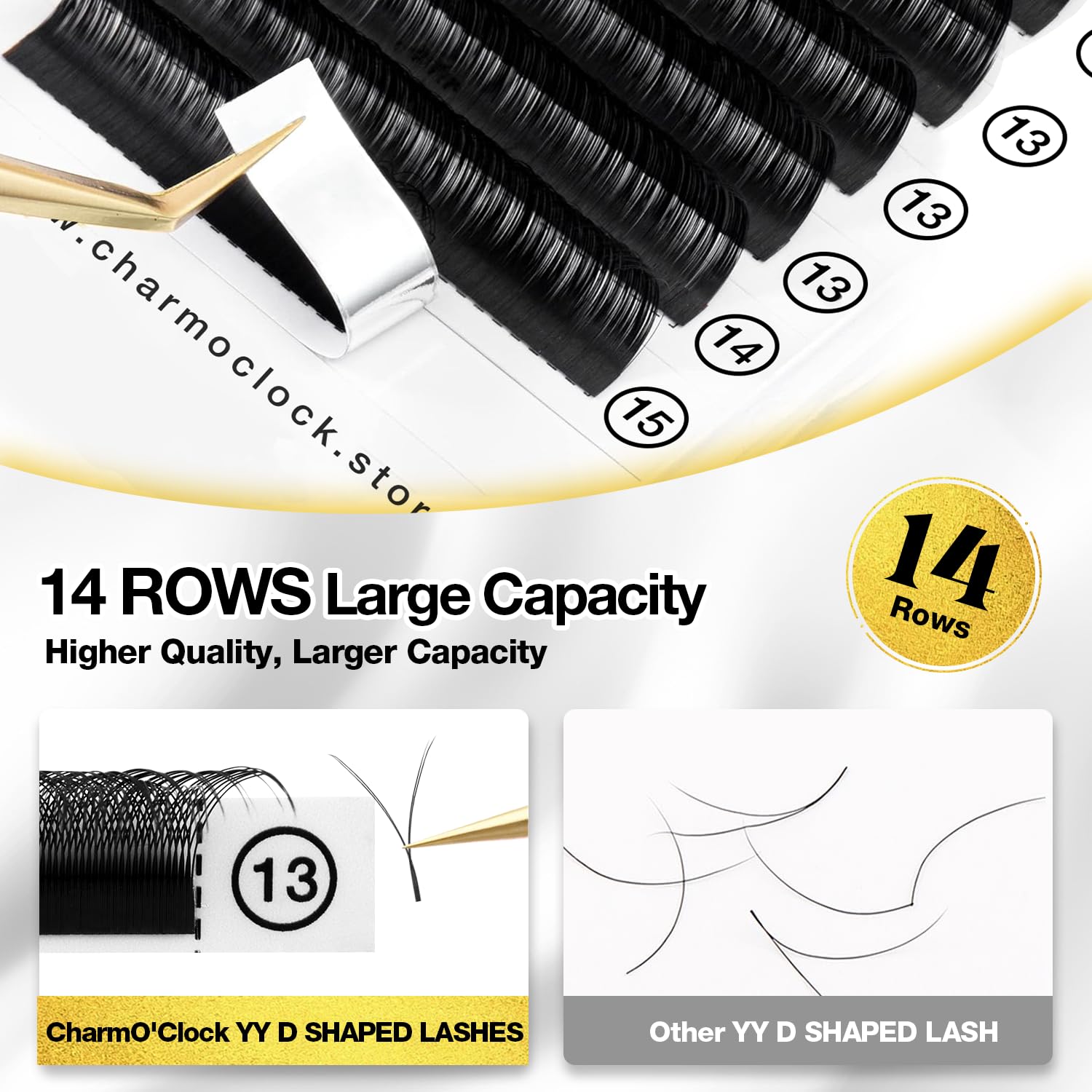 CharmO'clock Premium YY D Curl 8-16mm Mixed Volume Length Lash Extensions Super Matte Black Finish X004YXSNRH
