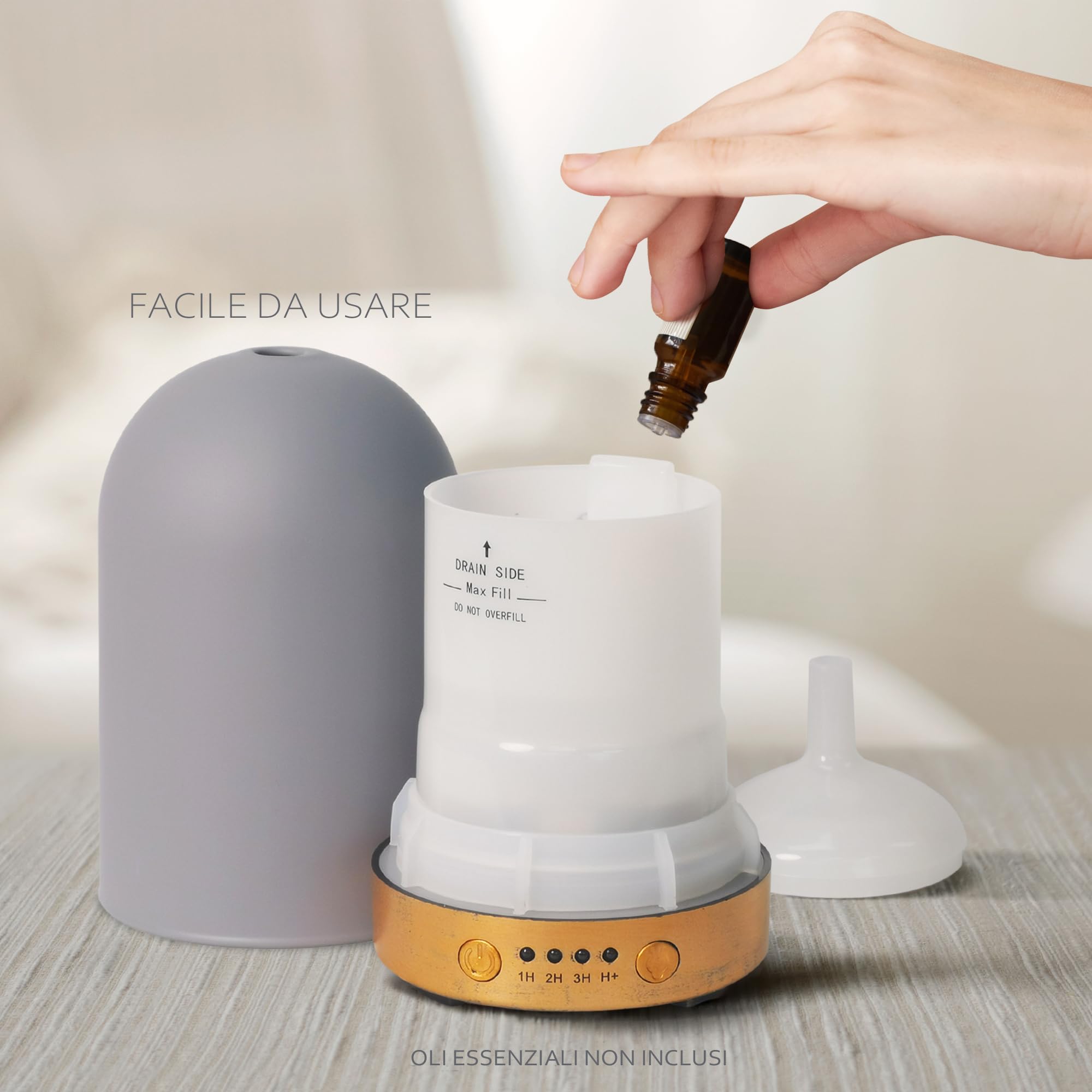 Earnest Living Essential Oil Diffuser Glass Diffuser with Cement Finishing 100 ml Timers Night Lights and Auto Off Function Home Office Humidifier Aromatherapy Diffusers for Essential Oils