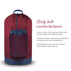 Dalykate Backpack Laundry Bag, 115L Large Hamper with Shoulder Straps, Drawstring Closure, Mesh Pocket, Red