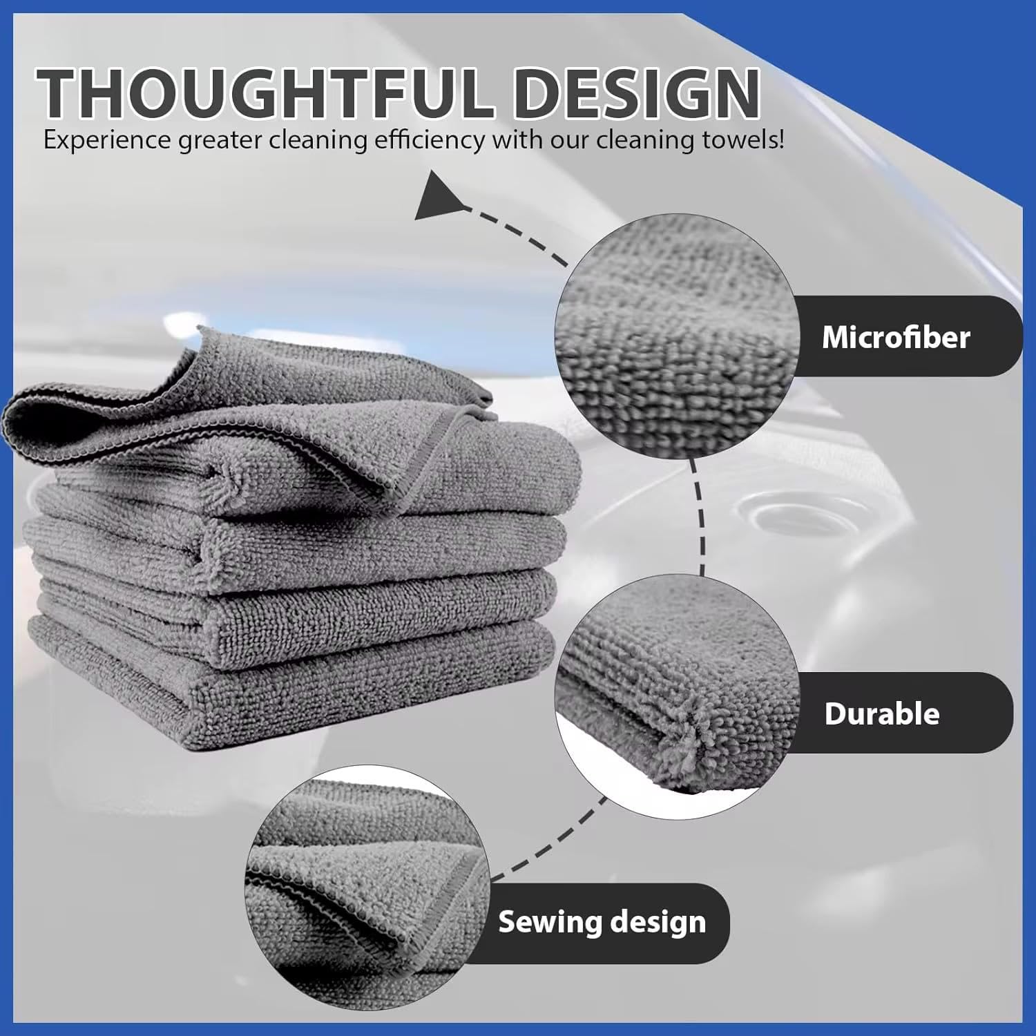 Aahanic Microfiber All-Purpose Cleaning Cloth, Pack of 12, Used for Cars, Kitchen, Dishes etc