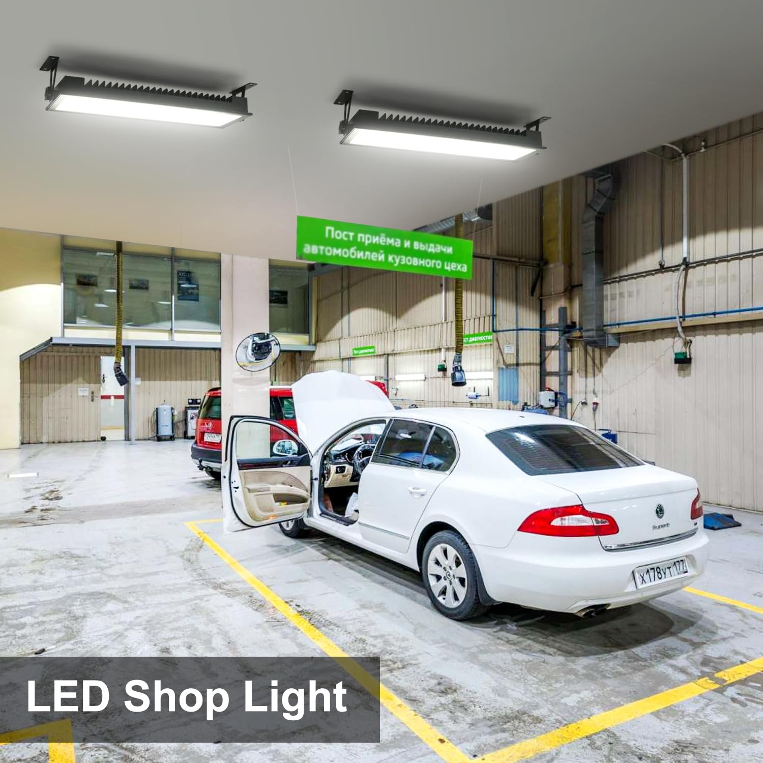 120W 16000LM Super Bright LED IP66 Waterproof Garage/Shop LED Flood Light with Plug, 5000K Daylight White